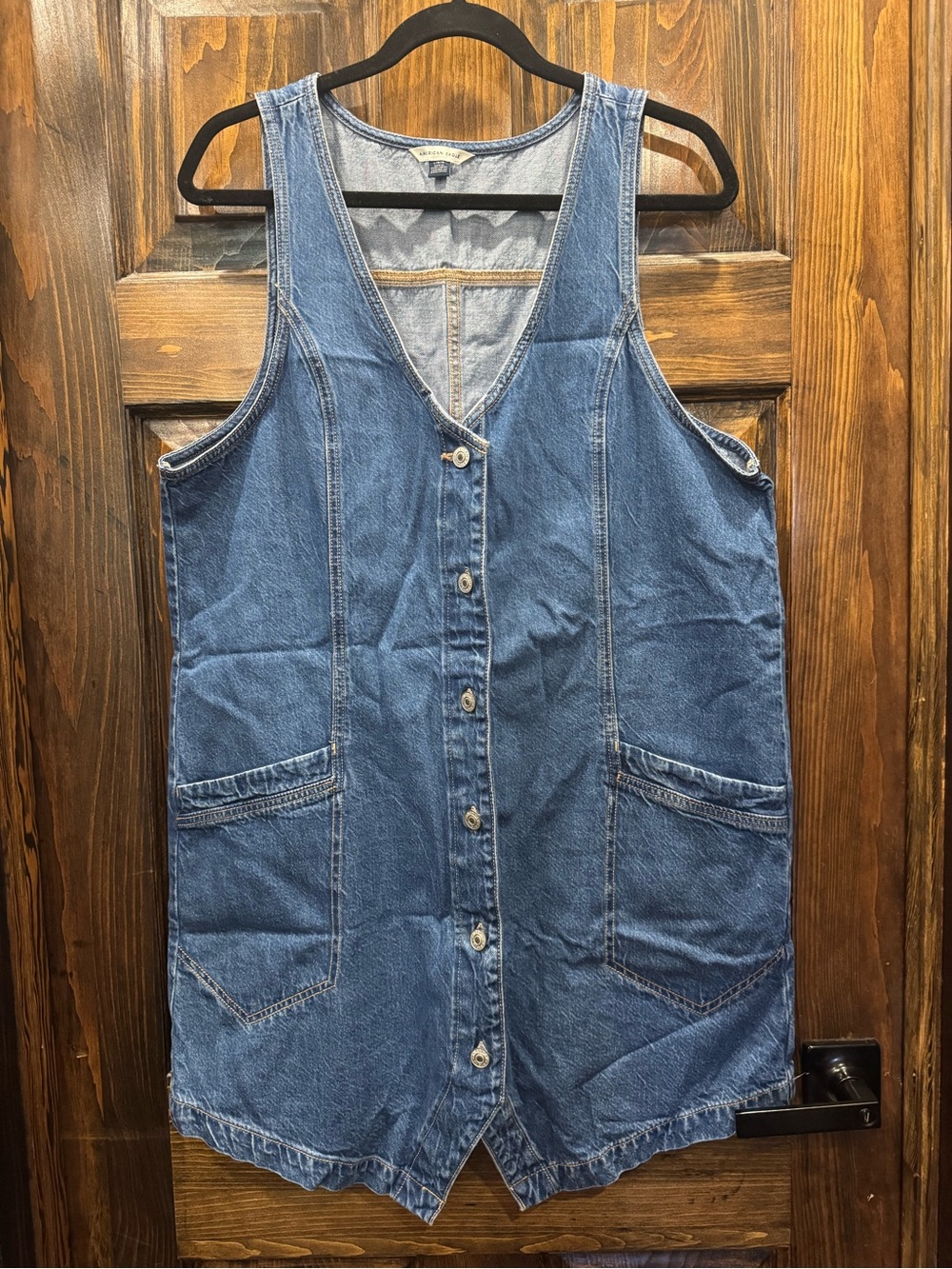 American Eagle Outfitters Blue Denim Button-Front Sleeveless Dress